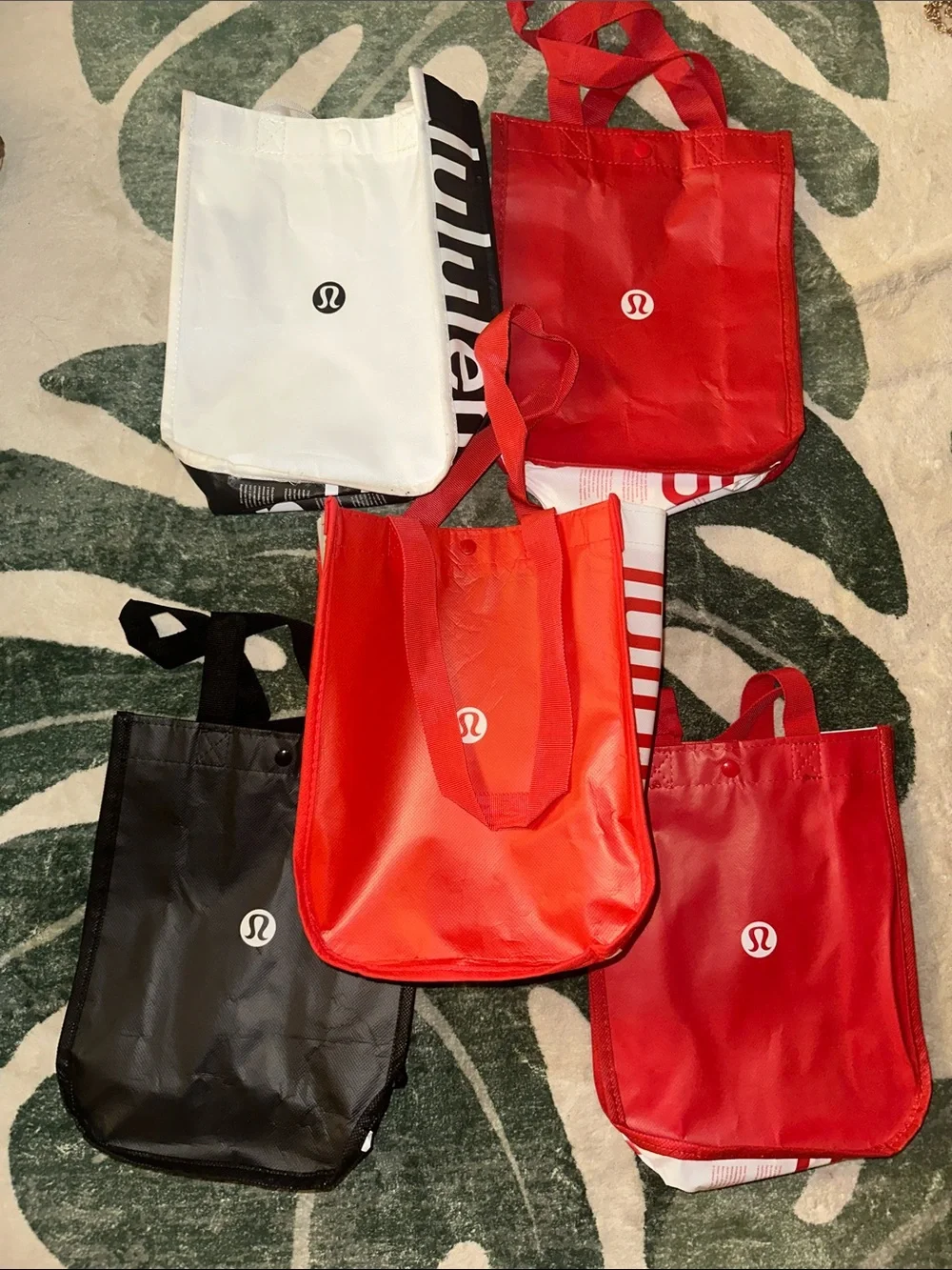 5 Lululemon Reusable Tote Bag - Red, Black, White